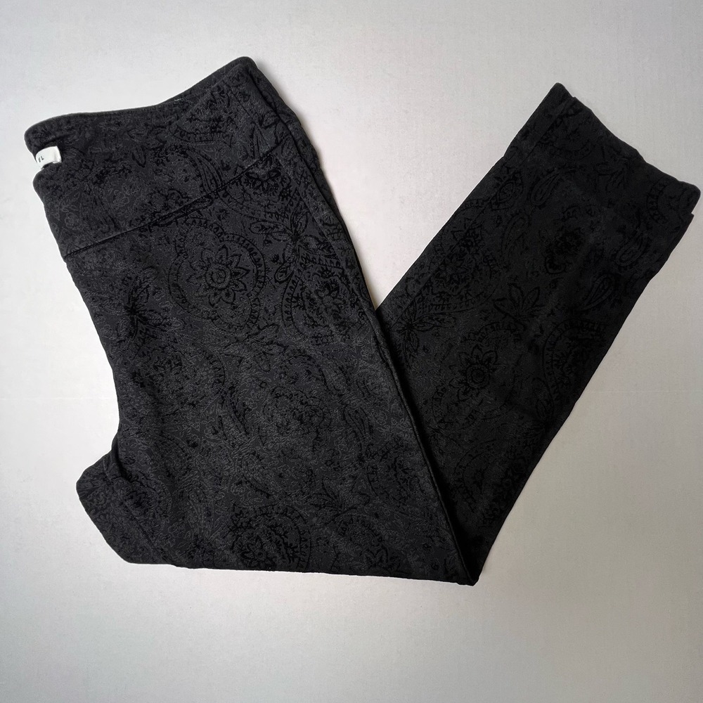 Zac & Rachel Black Velvet Paisley Romantic Cropped Pants Women's Size Large - Picture 15 of 16